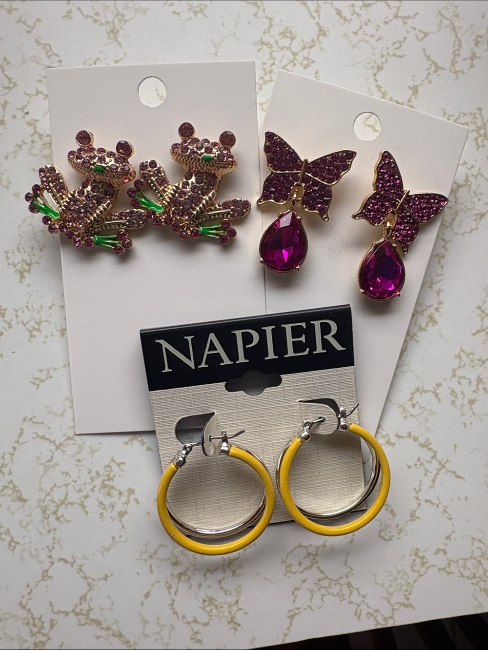 Napier Yellow and Silver Hoop Earrings